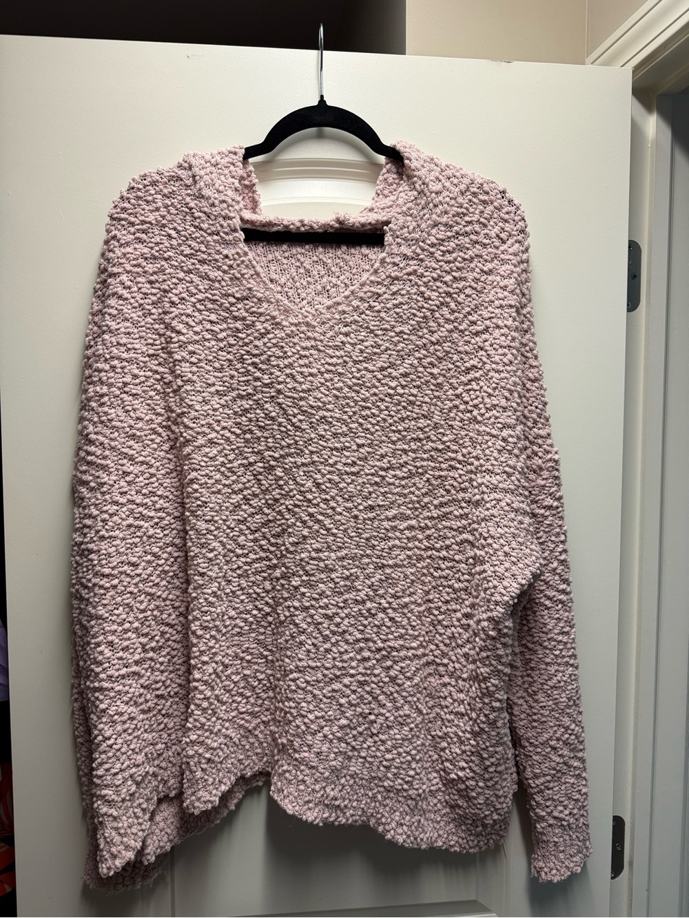 SHEIN Blush Popcorn V-Neck Sweater